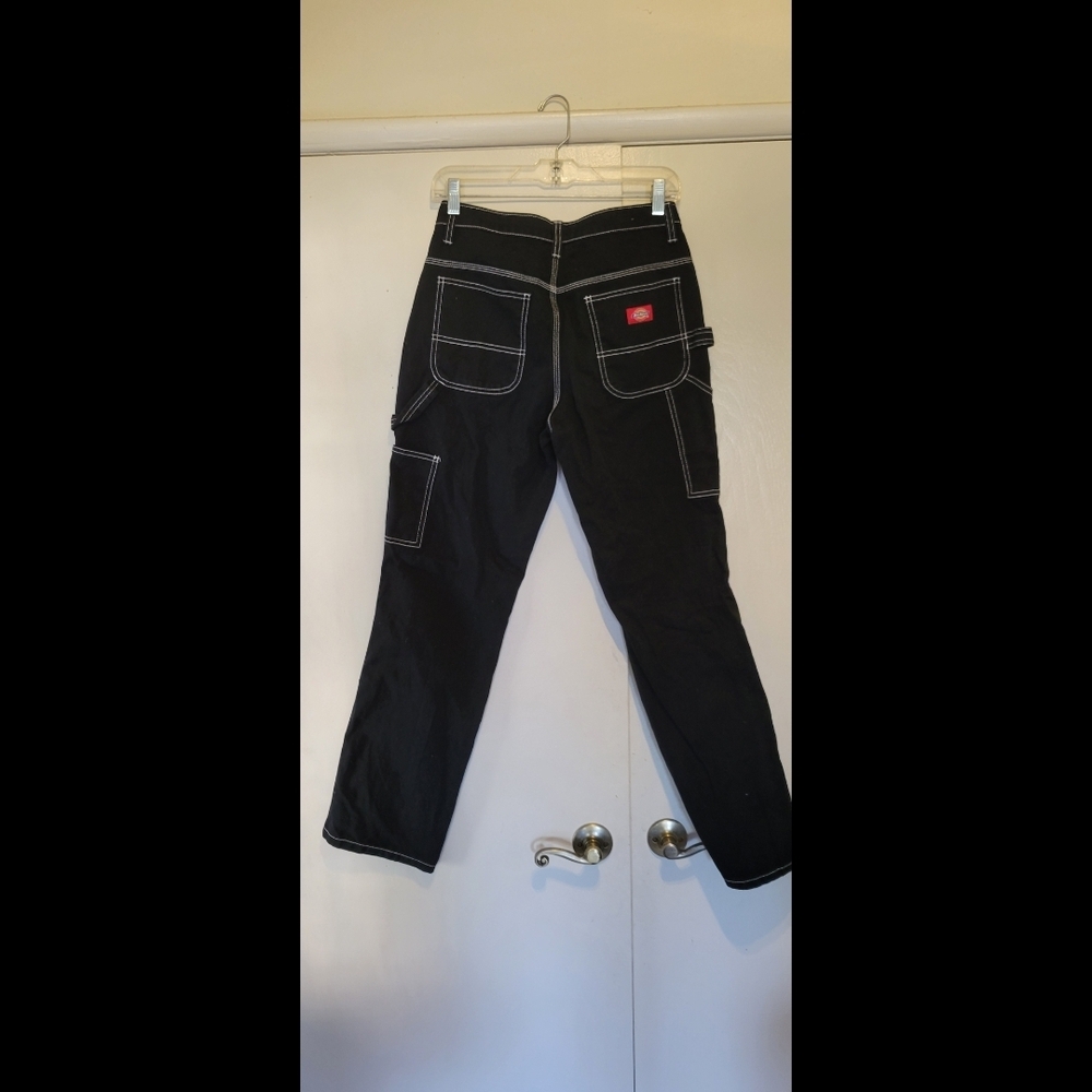 Black Dickies Cargo Pants with White Stitching